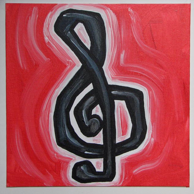 bass clef. bass clef tattoo the third G clef i've painted. this one looks like he's struggling to fit